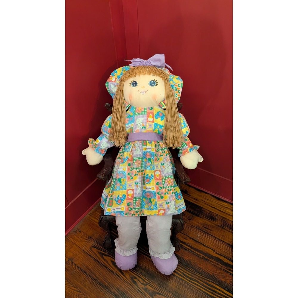 Vintage 1995 Easter Sweetie Mine Jumbo Rag Doll Plush Large 48" Bunny dress